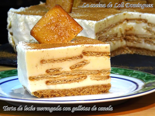 Tarta De Leche Merengada Con Galletas De Canela, Fácil Y Sin Horno
