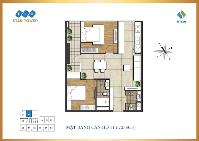 thiết kế căn hộ flc star tower 72,68m2 thiết kế căn hộ flc star tower 72,68m2