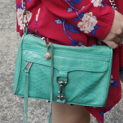 Rebecca Minkoff mini MAC in aquamarine with python embossed leather | awayfromtheblue