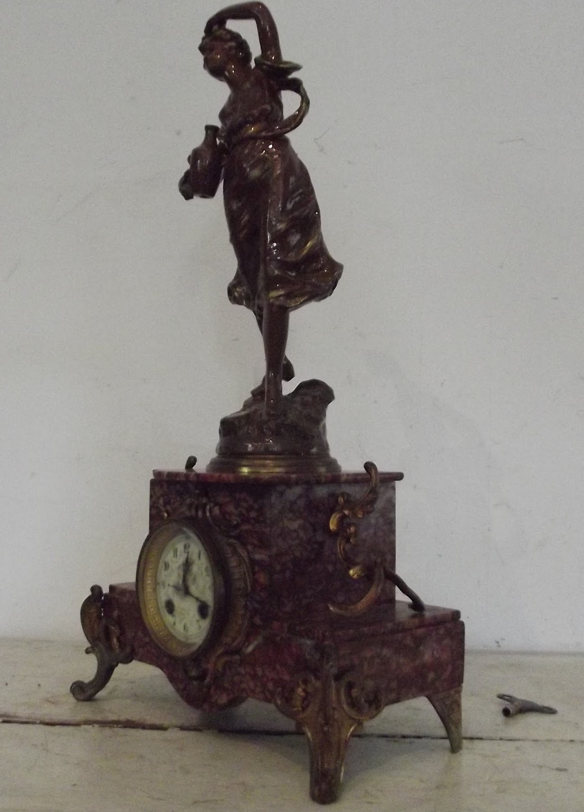 antique french clock statue sculpture guillemin movement paris art