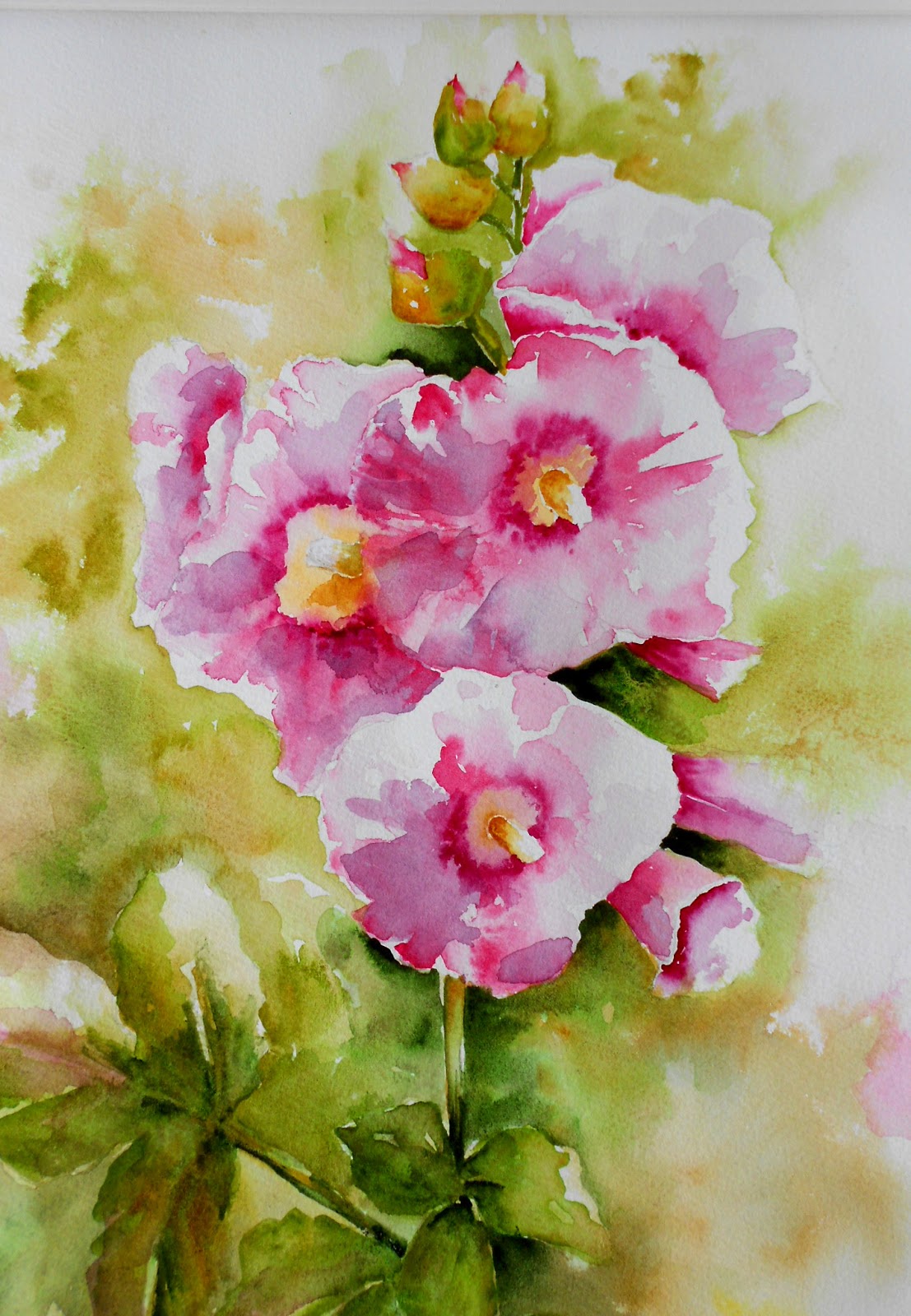 Watercolour Florals Painting without drawing