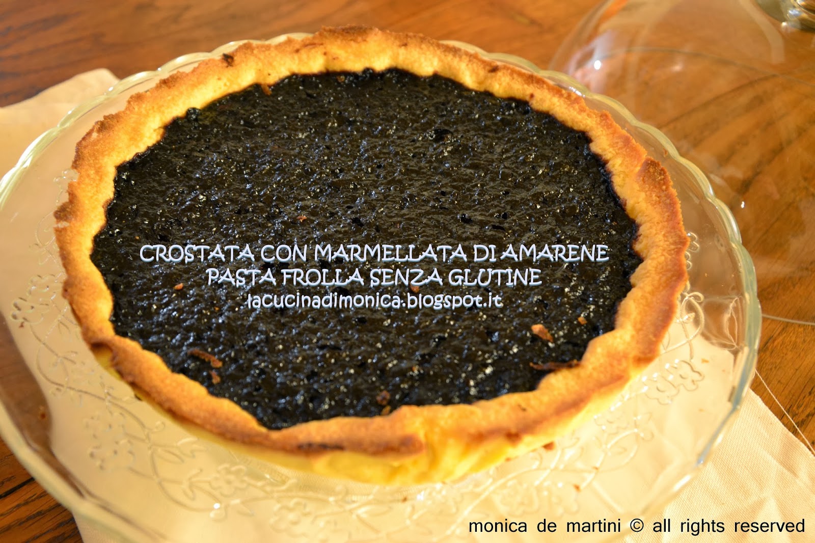 crostata con marmellata di amarene  - pasta frolla senza glutine - 