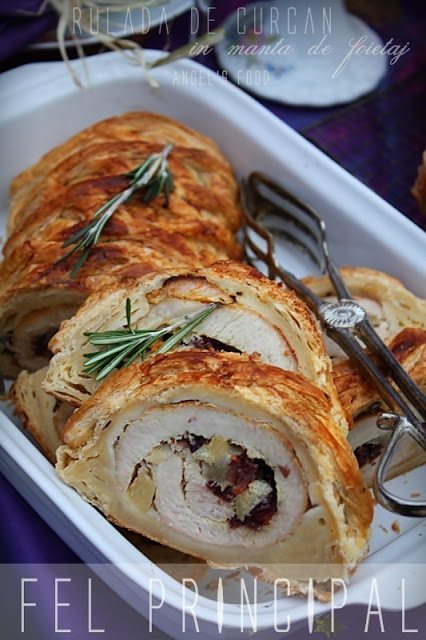 Rulada de carne cu merisoare si ananas in manta foietata