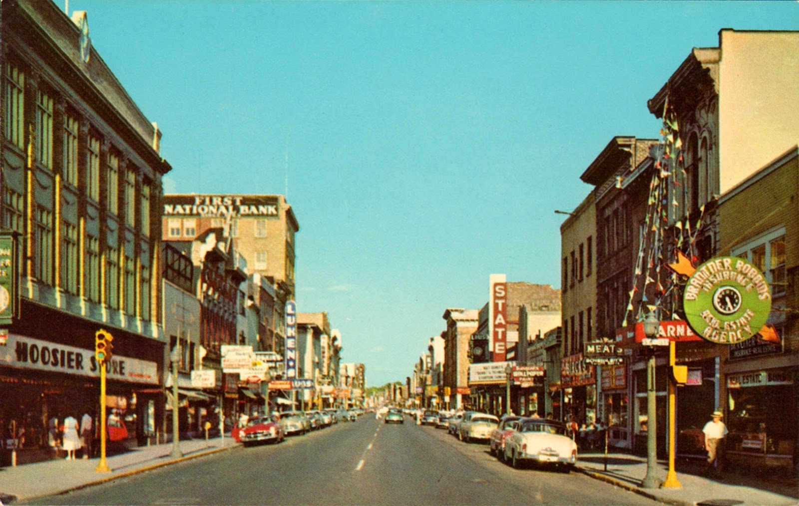 transpress nz cars in Main Street, Richmond, Indiana, 1950s