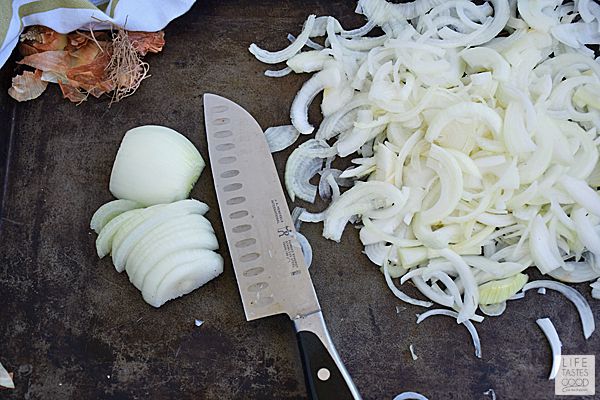 How To Caramelize Onions | by Life Tastes Good - slice onions #LTGRecipes