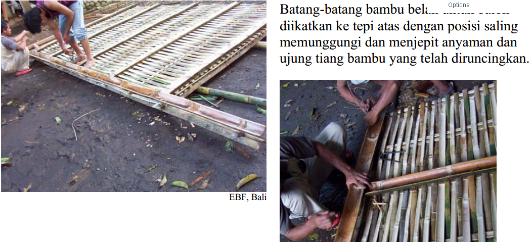 a Konstruksi dinding Bambu  Plaster alternatif dinding  