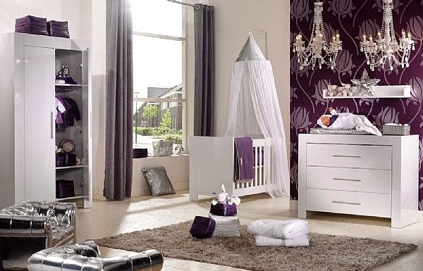 Dormitorios de bebé en morado y gris - Ideas para decorar dormitorios