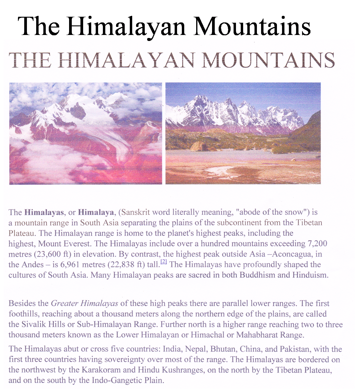 What are mountains picture