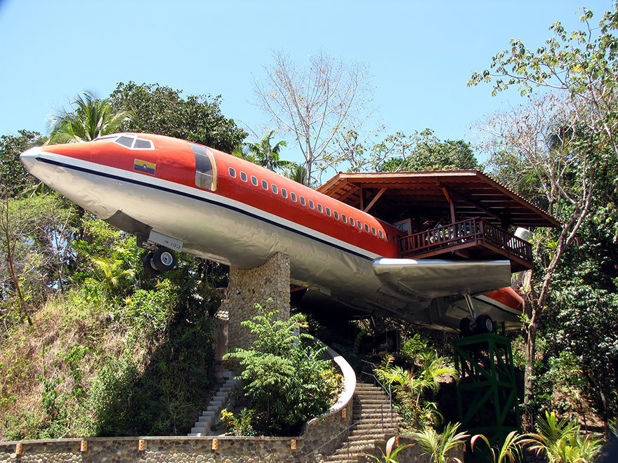 14 Crazy Hotels That Will Give You Serious Travel Goals - Plane Hotel in Costa Rica was created from a refurbished 1965 Boeing 727 that made a safe landing in the area. And don't worry: the interior is a lot better than anything you'd find in a regular airplane