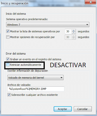 desactivar reinicio automatico windows pantalla azul