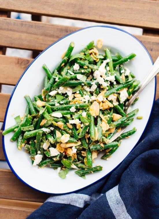 Green Bean Salad with Toasted Almonds & Feta in My kitchen