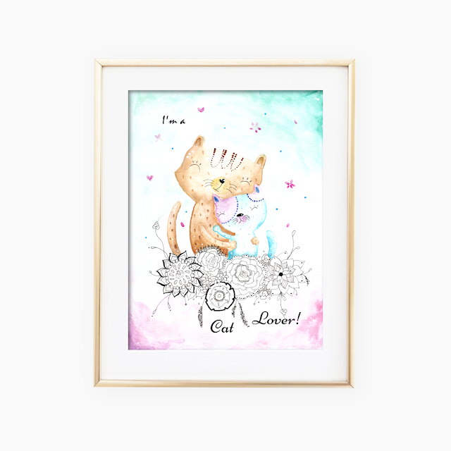 Watercolor Cats Wall Art Watercolor Cats Wall Art