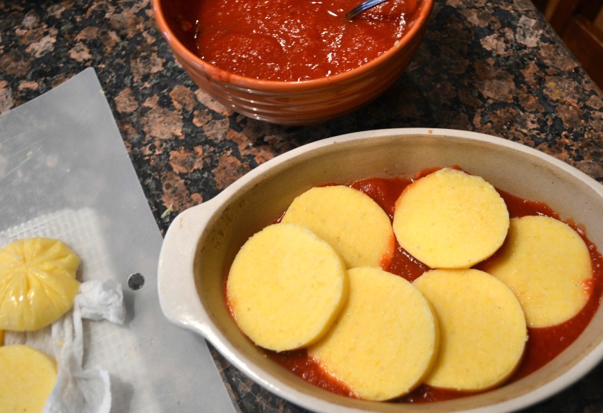 A Cook and Her Books Baked polenta with tomato sauce