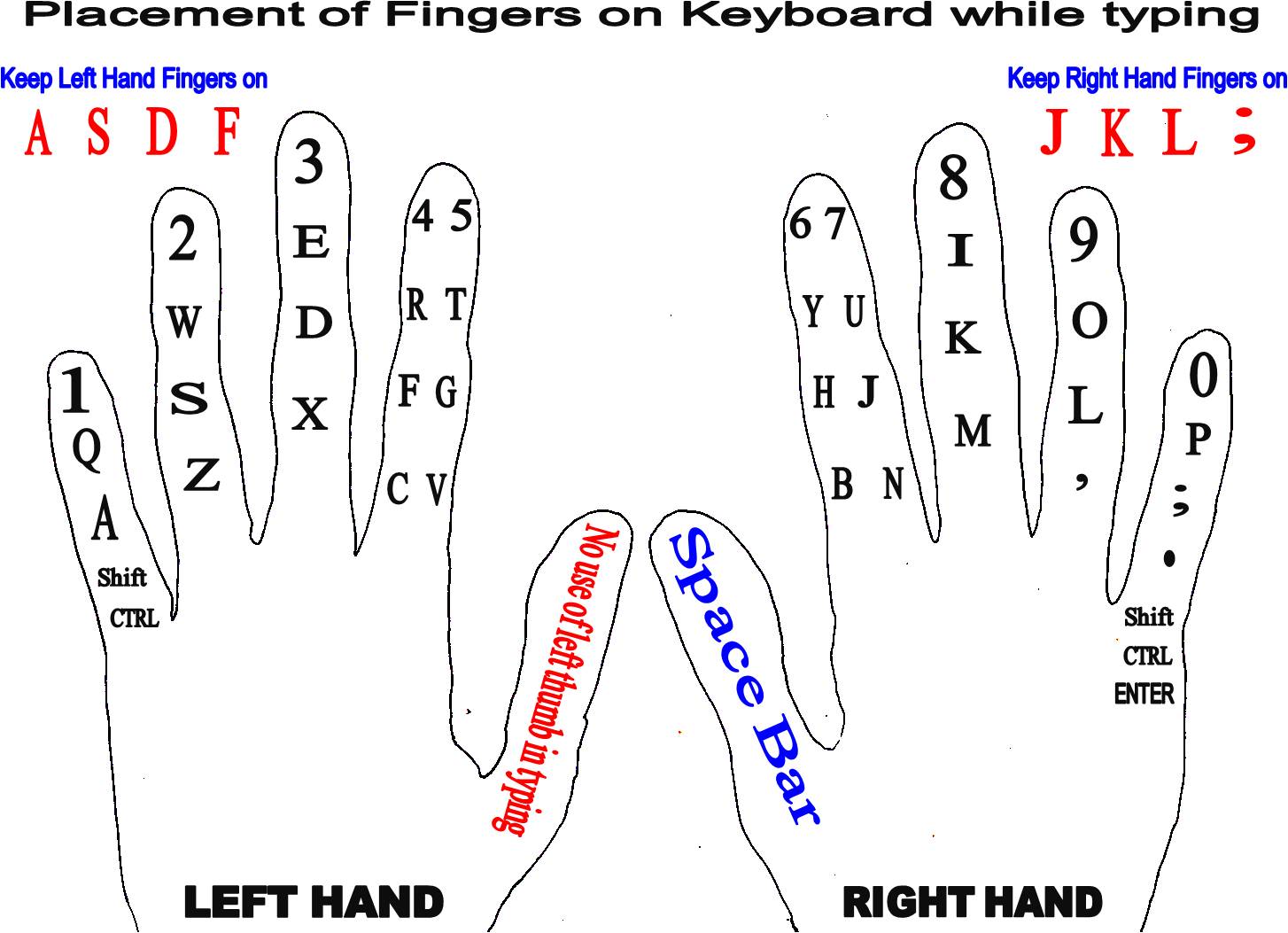 COMPUTER TYPING PLACEMENT OF FINGERS COMPUTER TYPING PLACEMENT OF FINGERS