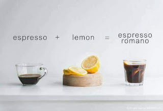 varian kopi espresso yang dicampur dengan perasan lemon