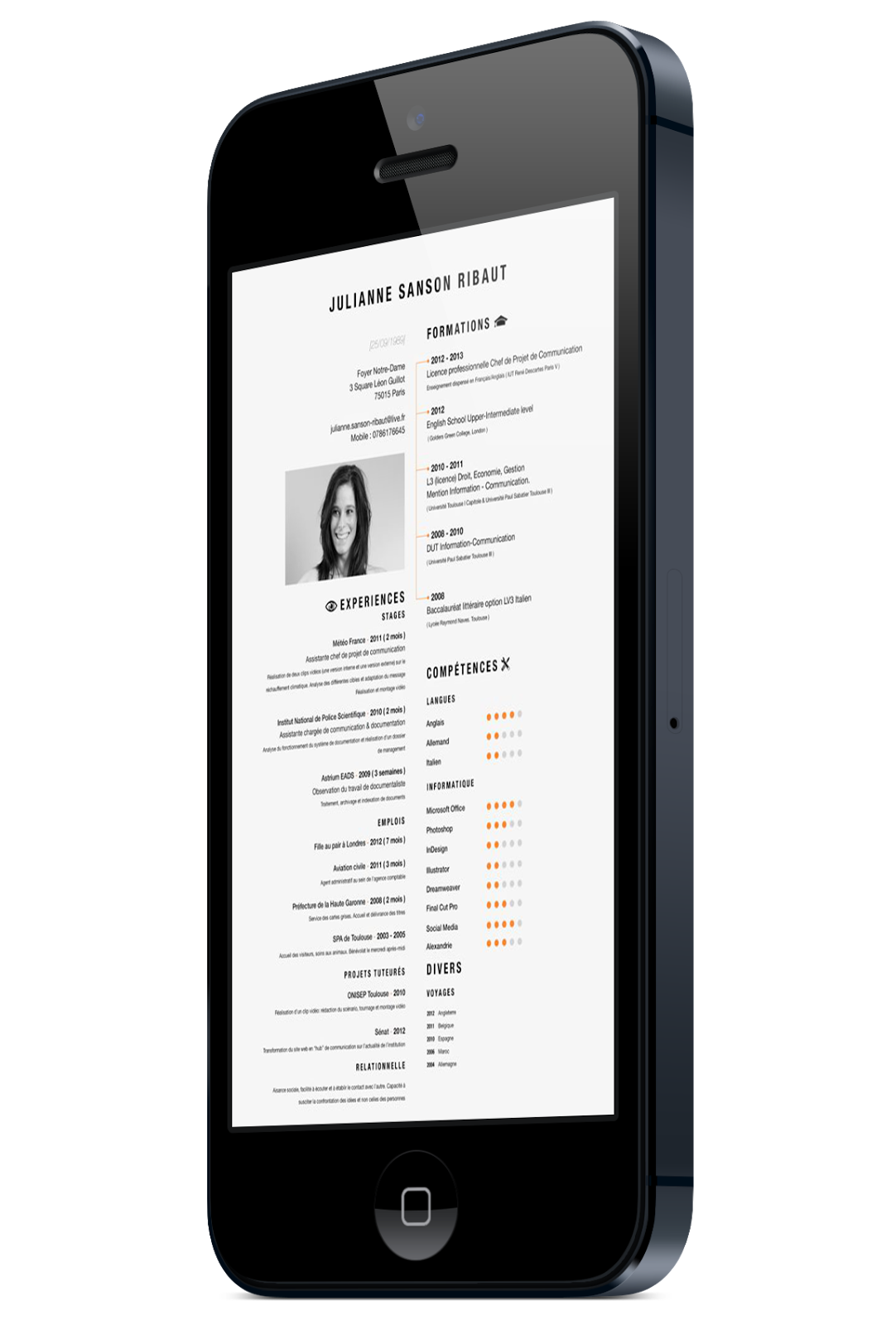 Curriculum vitae smartphone picture