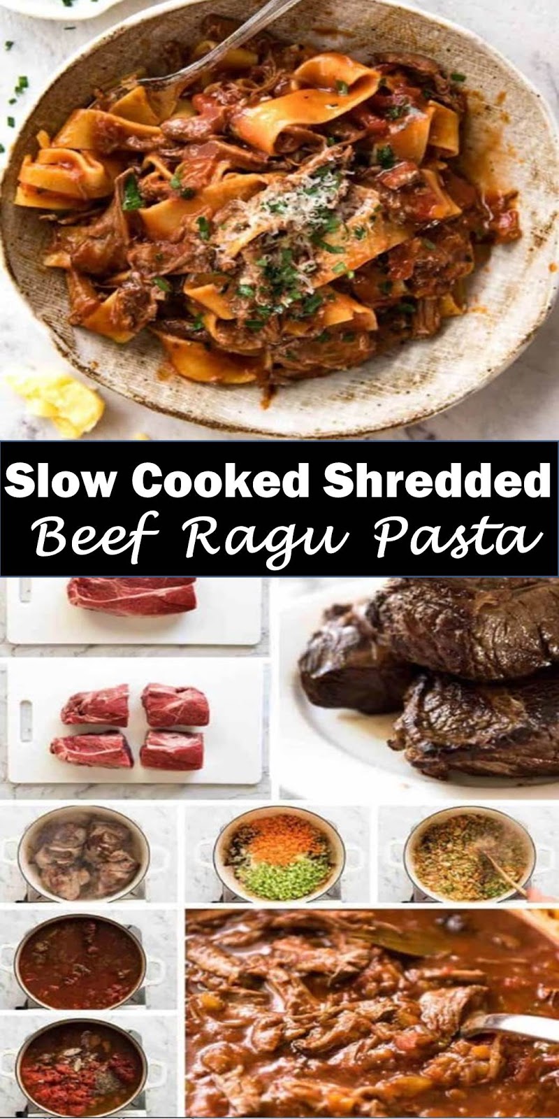 Best Dinner Slow Cooked Shredded Beef Ragu Pasta