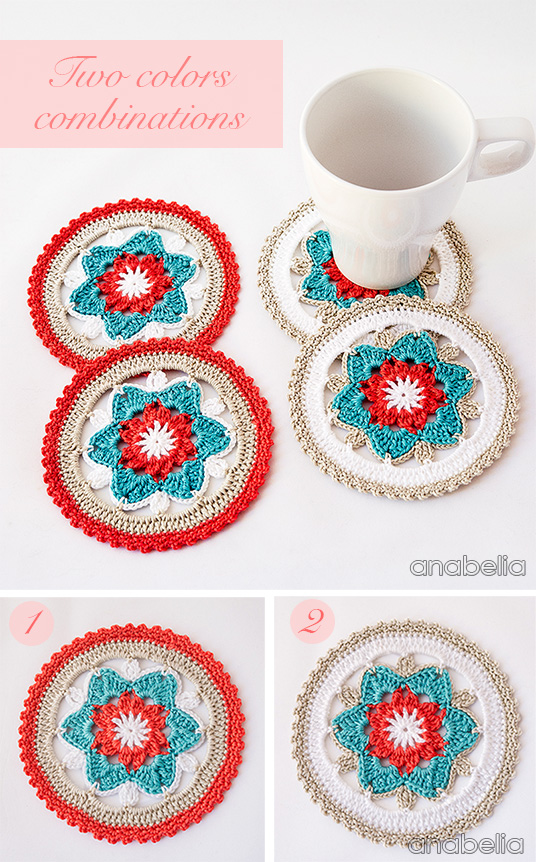 Daffodil crochet coasters by Anabelia Craft Design