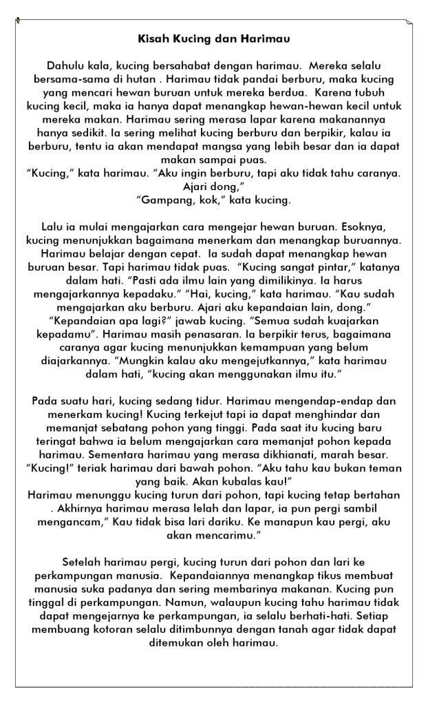 Cerita Fabel Kucing Dan Tikus Beserta Strukturnya