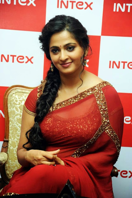 Anushka shetty in red saree