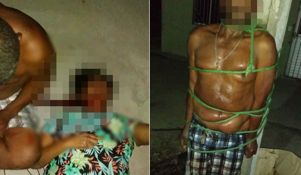 Jacobina: Homem é amarrado em poste após empurrar a esposa de escada abaixo