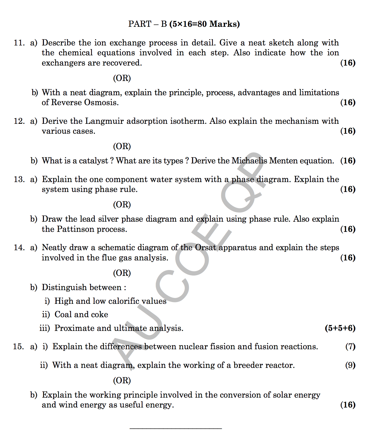 CY8151 Engineering Chemistry Question Papers {New}