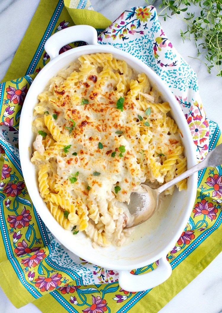 Carrie's Cozy Kitchen Dump & Bake Chicken Alfredo Pasta Casserole