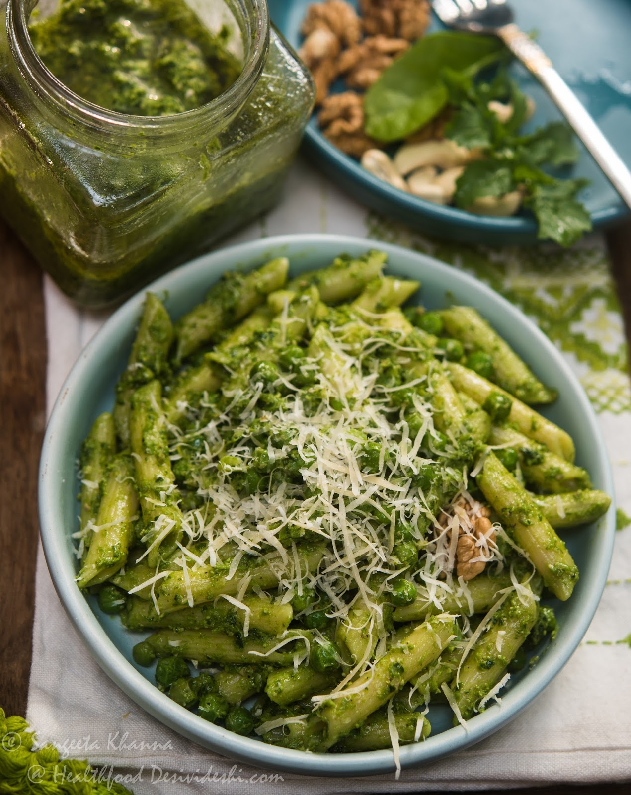 rocket pesto with local ingredients and pasta recipe with peas and ...