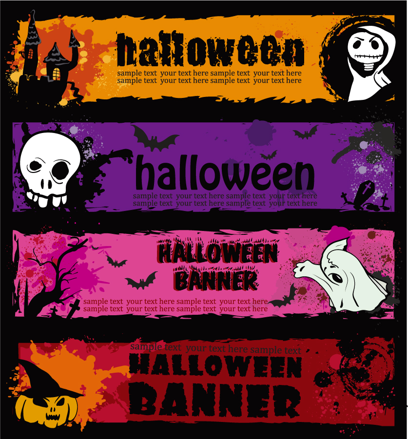ハロウィン バナー エレメント halloween banner element vector イラスト素材22