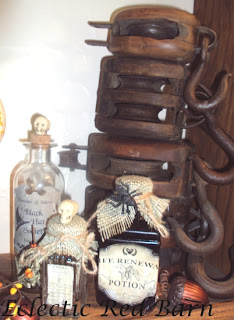 Halloween Potion Bottles with Wooden Pulleys
