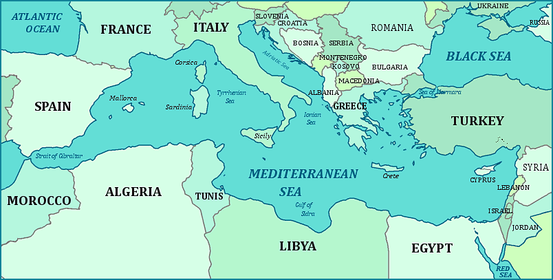 Mediterranean Sea Map 