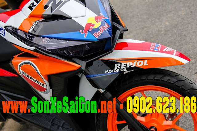 Mẫu sơn tem đấu Honda Click 2015 phong cách Repsol