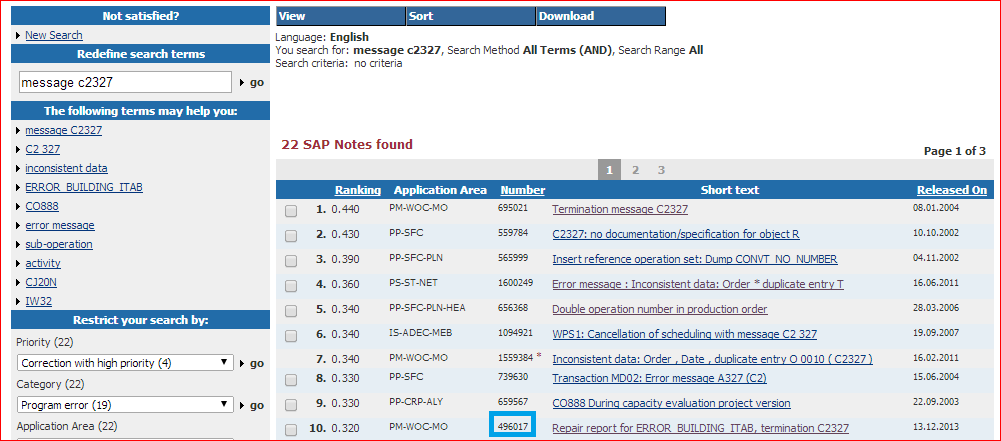 Notas en el SAP Support Portal