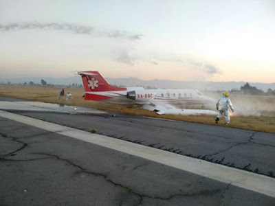 Se despista e incendia aeronave con 9 tripulantes en el Aeropuerto de Toluca