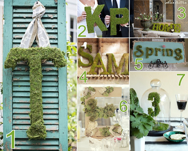 monogram and letter craft ideas using moss