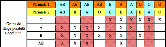 combinatii de grupe sanguine