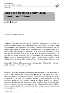 European banking policy: past. present  and future