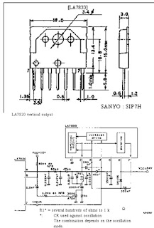la 7833 ic LA7833 Vertcal Amp Ic Aplied La7830, LA7820 GND Vertcal Outputpin Vertical Output Power Supply Input Pin Osilation Pin/Stoping pin Power Supply Pulse Amplyfier out