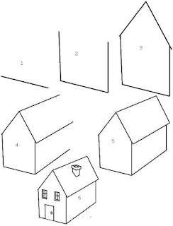 6 Langkah mudah menggambar perspektif rumah dari garis lurus