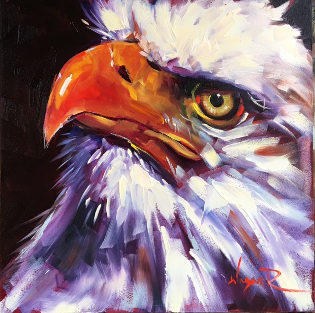 Olga Paints ORIGINAL CONTEMPORARY BALD EAGLE Painting on Panel in OILS