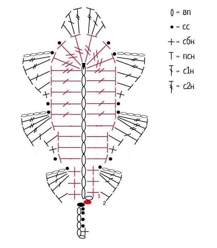 Схема вязания дубового листа крючком