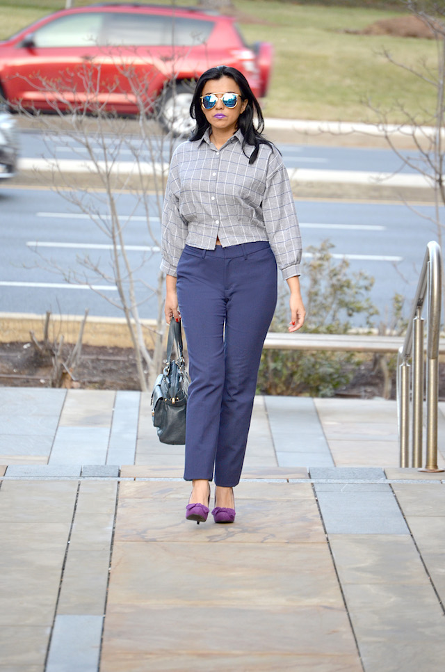 Plaid Crop Blouse-Mari Estilo- Outfit para el Trabajo- Fashion Blogger- Fashion Ideas