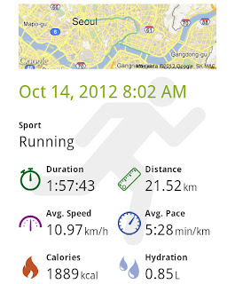 Mis datos del medio maratón según Endomondo