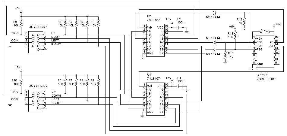Apple II Projects: Game Controller - Atari Joysticks