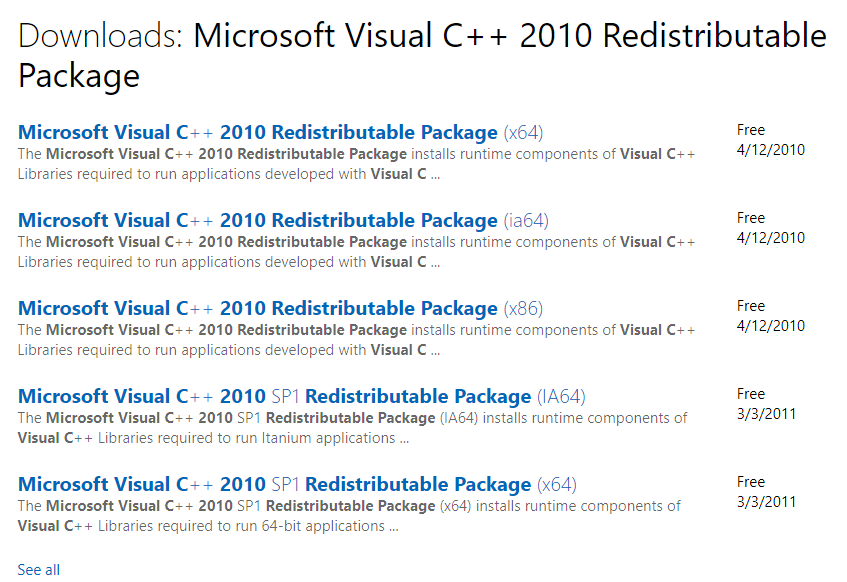 C 2008 redistributable package x86