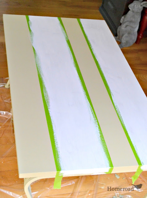 taped off stripes on a table