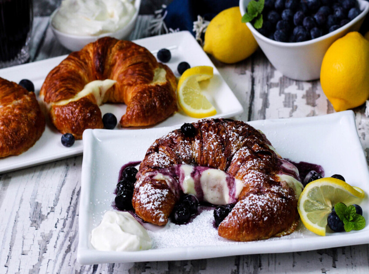 Lemon Cream Brunch Croissants With Maple Blueberry Syrup