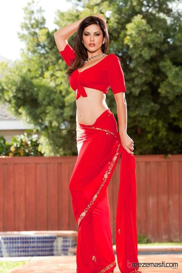 Kashmira Shah Sunny Leone Photos In Sexy Red Saree