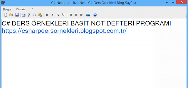 C# Basit Notepad - Not Defter - Hızlı Not Uygulaması