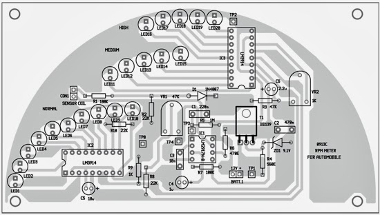 RPM Meter for Automobiles Circuit Diagram | Electronic Circuits Diagram